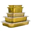Caja de Lata con Lámina de Oro Papel de Aluminio Rectangular Engrosada y Endurecida Recipiente para Freidora de Aire Papel de Aluminio Empaque Desechable Lonchera