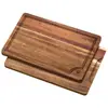 Tabla de cortar de madera de acacia con bandeja de ranura para jugos engrosada para uso doméstico, adecuada para cortar verduras, queso, pan y alimentos cocidos
