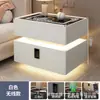 Mesa de cabeceira inteligente moderna de luxo leve com iluminação ambiente flutuante, trava de senha e carregamento sem fio para uso em quarto de casa