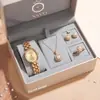 Directamente de la fábrica fuente: relojes para mujer, esferas ovaladas de aleación color dorado, juegos de joyería de perlas, artículos de regalo de moda, suministro directo de fábrica
