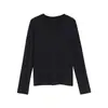 Camiseta Acetato Lã para Mulheres, Nova Primavera Manga Longa Slim Fit Emagrecedora com Top de Base Cinza