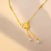 Nuevo Collar de Borlas de Perlas con Camelia Incrustada de Diamantes Cepillados Chapado en Oro Estilo Chino, Gargantilla Versátil y Elegante, Suministro para Transmisiones en Vivo