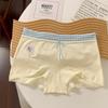 Roupa íntima feminina de algodão puro, tamanho plus size, cintura média-alta, boxer pequeno, entrepernas estendido, algodão 10A, antibacteriana, com combinação de cores, que cobre o quadril