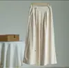 Pantalones casuales de pierna ancha holgados de jacquard retro chino de nuevo estilo de otoño con colgante en la cintura en algodón color rosa melocotón