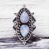 Anel de Prata S925 Banhada Estilo Europeu e Americano com Pedra da Lua Formato Gota Pera Lua Crescente Zhen Rong Anel de Prata Tailandesa Retrô para Senhoras