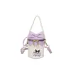 Linda Bolsa Infantil con Moño de Dibujos Animados, Mini Bolso Cubo para Niñas Estilo Chanel con Perlas, Bolso Cruzado Mini de Moda