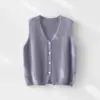 ¡Estilo Dulce y Femenino! Chaleco Esponjoso Cepillado para Mujer Principios de Otoño Cuello en V para Superponer Sin Mangas Cárdigan Suéter de Lana Cachemira