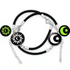 2025 Transfronterizo Nuevo Hecho a Mano para Pareja de Hombres y Mujeres Set de Pulseras Sol Luna Vidrio Luminoso Yin Yang Cuerda de Mano