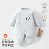 Enterizo acolchado Clase A para bebé, diseño asimétrico para recién nacido, protección para la barriga, traje de una pieza para bebé, Otoño/Invierno, engrosado, cálido, para gatear al aire libre