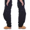 Pantalones de Trabajo Casuales de Algodón para Hombre con Cintura Elástica, Talla Grande, Multibolsillos, Corte Holgado, Pantalones Largos para Obra