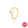 Anillo Regular Abierto Simple Mariposa Clásica Incrustado con Circonita Plata de Ley S925 Estilo Coreano Diseño de Nicho Anillo para el Dedo Índice