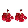 "Ardiente Romántico" Atmósfera Aretes de Perlas de Rosa Roja Nicho Temperamento Suave Exagerado Pendientes de Instagram