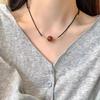 Pingente de Colar Estilo Chinês Ágata Vermelha Imitação para Mulheres, Contas de Pulseira Feijão Vermelho, Corrente para Clavícula, Colar da Sorte Feijão do Amor Atacado
