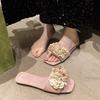 Sensación de alta gama hermosas exquisitas pies que no se cansan verano con falda para salir clip en los pies sandalias de estilo hada combinan con todo clip en los dedos flores