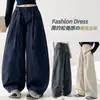 Pantalones de primavera y otoño para niñas 2026 nuevos pantalones casuales de trabajo de pierna recta de pierna ancha para estudiantes de secundaria