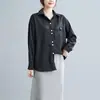 2026 Emagrecimento Escondendo Defeitos Cor Sólida Versátil Tamanho Grande Blusa Simples Temperamento Manga Longa Camisa Solta Feminina