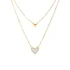 Collar de Concha con Forma de Corazón de Moda Estilo Coreano para Mujer 2023 Nueva Llegada Cadena de Clavícula Doble Capa Corazón Cadena de Collar Sencilla Versátil de Moda