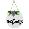 Letrero de bienvenida de gnomo de madera decoración de puerta de porche delantero de granja luz LED 10 accesorios etiqueta de decoración navideña intercambiable