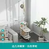 Mesa auxiliar de sofá de madera maciza con ruedas, mesa de centro con carrito móvil, mueble auxiliar de mármol con placa de roca para sala de estar, mueble para té