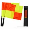 Bandera de señalización de fútbol para árbitro, de color naranja con cuatro cuadros, con mango de aleación de aluminio y tela resistente al desgaste, específicamente para entrenamiento y eventos al aire libre