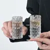 Nuevo Vaso Pequeño de Lujo Ligero con Relieve Vidrio Espeso Copa para Vino Blanco Pequeño para el Hogar de Una Sola Copa Patrón de Piedra Preciosa para Licores