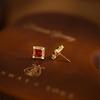 Brincos 925 Sterling Silver Vintage Design High-end Light Luxury Niche Simples Garnet Brincos de Prata Esterlina Alergia Feminina