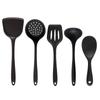 Conjunto de cinco peças de utensílios de cozinha de silicone, pá e colher, frigideira antiaderente, pá para fritar, sopa, escorredor, pá para fritar, utensílios de cozinha