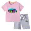 Camiseta infantil de verano 2023, nueva ropa infantil de comercio exterior, pantalones de manga corta de algodón coreano para niños, traje de dos piezas