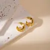 Pendientes Metálicos Europeos y Americanos de Estilo Geométrico con Corte Hueco en Forma de C Pendientes Retro de Acero Inoxidable de Alta Gama Pendientes Personalizados y Atmosféricos