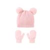 Chapéu Infantil Chapéu de Malha 2023 Outono e Inverno Luvas Conjunto Bonito Bola Dupla Forma Chapéu Bebê para Meninos e Meninas