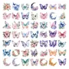 Pacote com 50 Adesivos Transparentes de Flor Borboleta para Diário DIY Diário Guitarra Vidro Porta-Retrato Material Decorativo Adesivos