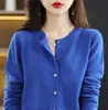 Venta al por mayor transfronteriza de nuevos cárdigans de punto para mujer de cuello redondo para primavera, otoño e invierno, suéteres de punto, ropa de mujer de manga larga, versátil y adelgazante