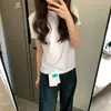 Entrega única camiseta branca de verão feminina algodão pesado 220g manga curta básica moda ombro empilhado top