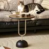 Mesa Lateral Vintage de Madera Maciza Estilo Retro, Elegante Estante de Almacenamiento, Mesa de Café Pequeña de Lujo Ligero Minimalista Moderno para Dormitorio, Mesa Lateral Pequeña