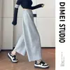 Calça Baggy com Faca Curva Preta Feminina Estilo Primavera e Outono Cintura Alta Caimento Solto Perna Larga Casual Nove Pontos Calça de Moletom Esportiva