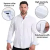 Camisa Masculina de Manga Longa Transfronteiriça com Acabamento em Cor Contrastante, Camisa Xadrez Color-Blocked, Camisa Masculina Elástica Sem Ferro com Toque de Alto Padrão