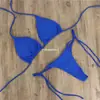 Bikini de Tiras Azul y Negro Cuello Halter Lencería Femenina Ropa de Baño Traje de Baño Sexy Conjunto Blanco y Rojo Bikini de Tres Piezas