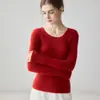 100% Cachemira Otoño/Invierno Nuevo Llegada Cuello Redondo Adelgazante Versátil Cálido Top Capa Base Tejido
