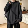 Moletom com gola polo texturizada para homens, top de camada interna da moda para o outono, camiseta de manga longa com gola Henley estilo 2026