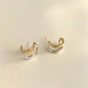 Pendientes de Doble Capa Irregulares en Forma de C Huecos Bicolor Exquisitos de Nicho para Mujer, Joyería de Oreja Versátil Simple de Personalidad