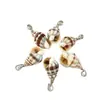 Acessórios de pingente de concha listrada spotted com pino e argola, componentes de colar de concha do mar, materiais para brincos e chaveiros DIY