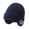 Gorro de Punto Cálido Forrado de Lana para Hombre con Ala Ancha para Deportes al Aire Libre Engrosado Protección para los Oídos para Esquí Ciclismo Gorro de Lana a Prueba de Frío