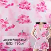 Tecido de malha com estampa floral em degradê rosa 40D poliéster-elastano stretch tecido de malha estampado para camisetas de segunda pele e vestidos de férias na praia