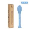 Amazon artículos de primera necesidad transfronterizos paja de trigo tres en uno vajilla portátil para exteriores plástico cuchillo, tenedor y cuchara traje de regalo