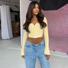 Outono ZX24338 2024 Novo Estilo Estilo Fresco Elegante Casual Joker Cardigan Curto de Tricô Blusa de Manga Longa