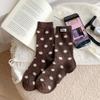 Calcetines de Otoño e Invierno para Mujer, Calcetines de Media Pantorrilla, Calcetines Largos Cálidos y Gruesos, Calcetines Cálidos de Felpa con Puntos Grises y Blancos, Calcetines Gruesos de Invierno para Mujer
