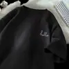 Chegada Nova Verão 2025 Camiseta Solta de Manga Curta Masculina Estilo Hong Kong Algodão Puro Marca Tendência Estampa de Carro Gola Redonda Manga Meia Manga nos Ombros