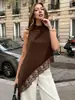 2026 Europeo y Americano Amazon Transfronterizo Nuevo Estilo Verano Elegante Ajustado Versátil Sexy Sin Mangas Encaje Top