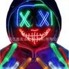 Máscara Luminosa de Halloween Máscara Preta em Forma de V Hacker Vingador LED Luvas Luminosas Adereços Atacado