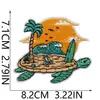 Parche Bordado de Calavera Surfista Retro Americano Palmera de Playa Ancla Ropa de Mezclilla Parche Termoadhesivo DIY
